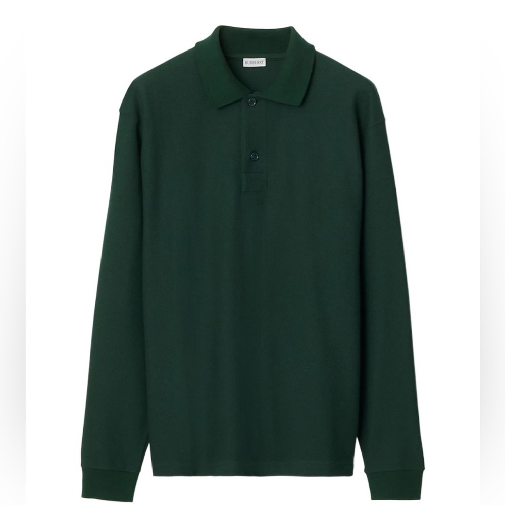Burberry Green Long Sleeve Cotton Polo Shirt